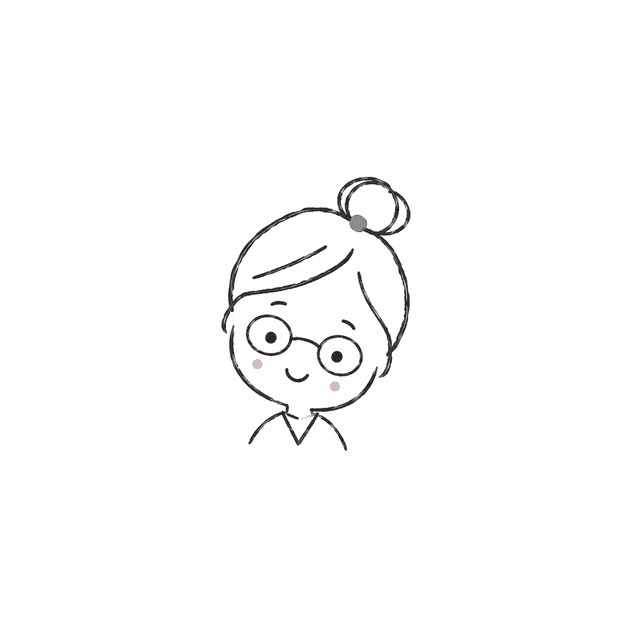 안경을 쓴 손그림 캐릭터